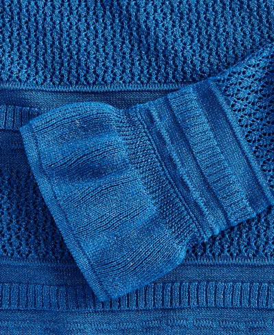 Inc International Concepts Women's Ruffled Pointelle Sweater, Macy's Exclusive In Blue