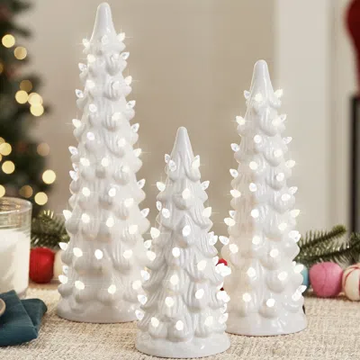 Best Choice Products Set Of 3 Xl Pre-lit Hand-painted Ceramic Tabletop Christmas Trees W/multi Lights