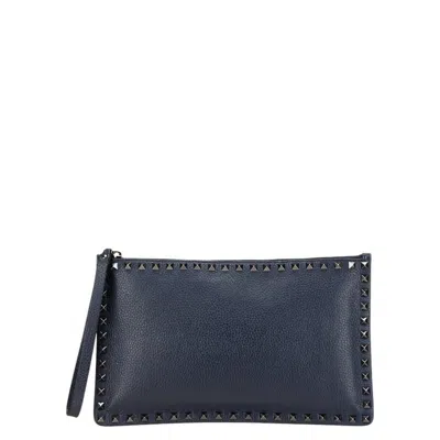 Pre-owned Valentino Garavani Leather Clutch Bag () In Blue