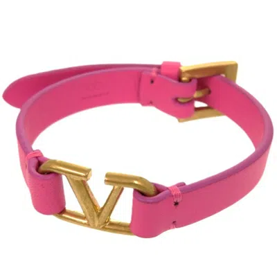 Pre-owned Valentino Garavani Leather Charm Bracelet () In Pink