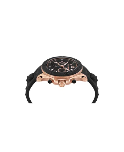 Plein Sport Mens Warrior Tech Chronograph Date Quartz Black Silicone Strap 47.5mm In Black