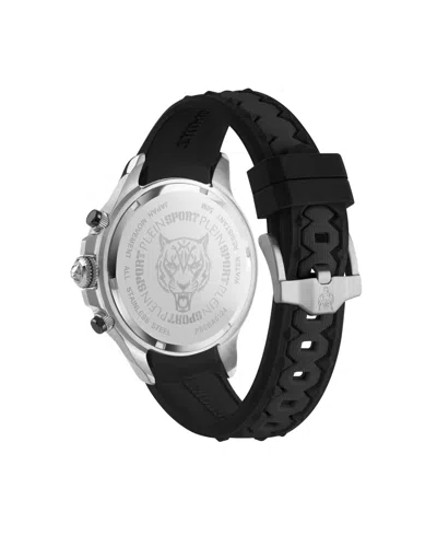 Plein Sport Mens Warrior Tech Chronograph Date Quartz Black Silicone Strap 47.5mm In Black