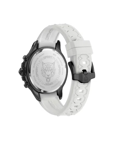 Plein Sport Mens Warrior Tech Chronograph Date Quartz White Silicone Strap 47.5mm In Multi