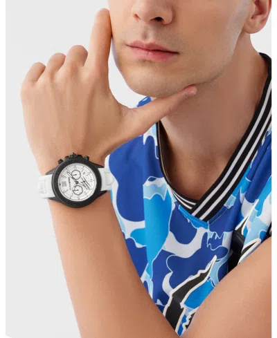 Plein Sport Mens Warrior Tech Chronograph Date Quartz White Silicone Strap 47.5mm In Multi