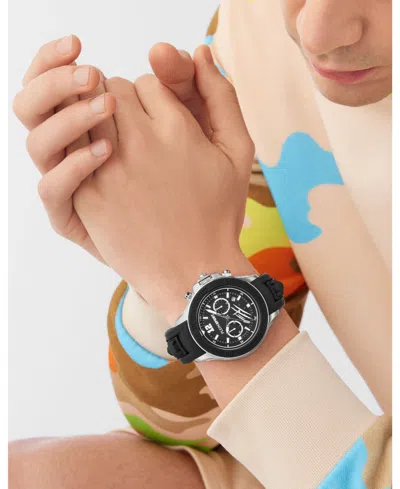 Plein Sport Mens Warrior Tech Chronograph Date Quartz Black Silicone Strap 47.5mm In Black