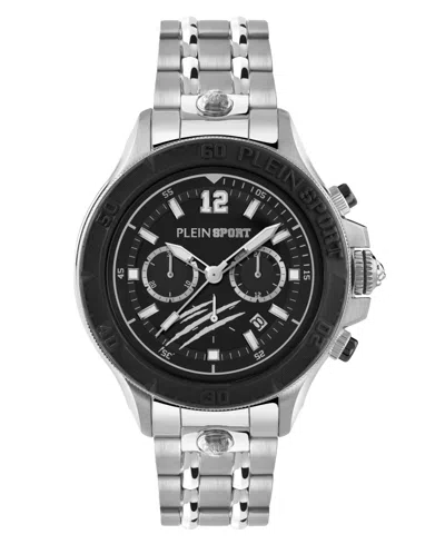 Plein Sport Mens Warrior Tech Chronograph Date Quartz Stainless Steel Bracelet 47.5mm In Silver