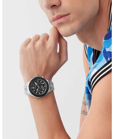 Plein Sport Mens Warrior Tech Chronograph Date Quartz Stainless Steel Bracelet 47.5mm In Silver