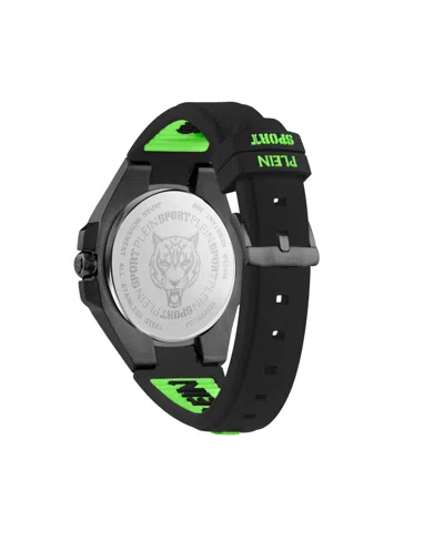 Plein Sport Mens Tigermaster 3 Hand Date Quartz Black Silicone Strap 47mm In Black