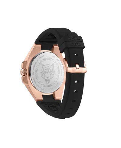 Plein Sport Mens Tigermaster 3 Hand Date Quartz Black Silicone Strap 47mm In Black