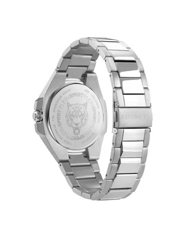 Plein Sport Mens Tigermaster 3 Hand Date Quartz Stainless Steel Bracelet 47mm In Silver