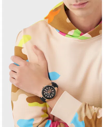 Plein Sport Mens Tigermaster 3 Hand Date Quartz Black Silicone Strap 47mm In Black