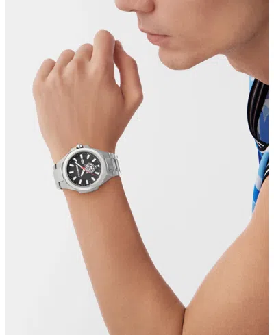 Plein Sport Mens Tigermaster 3 Hand Date Quartz Stainless Steel Bracelet 47mm In Silver