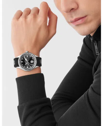 Plein Sport Mens Lineman 3 Hand Quartz Black Silicone Strap 45mm In Multi