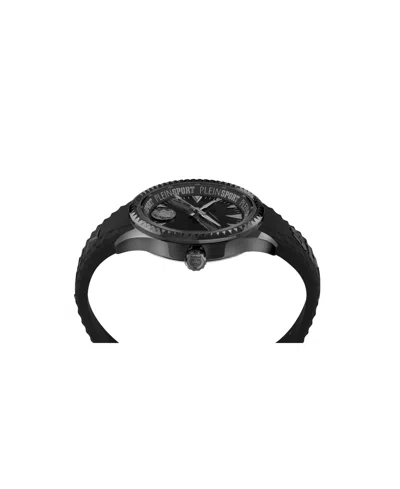 Plein Sport Mens Lineman 3 Hand Quartz Black Silicone Strap 45mm In Black