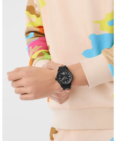 Plein Sport Mens Lineman 3 Hand Quartz Black Silicone Strap 45mm In Black