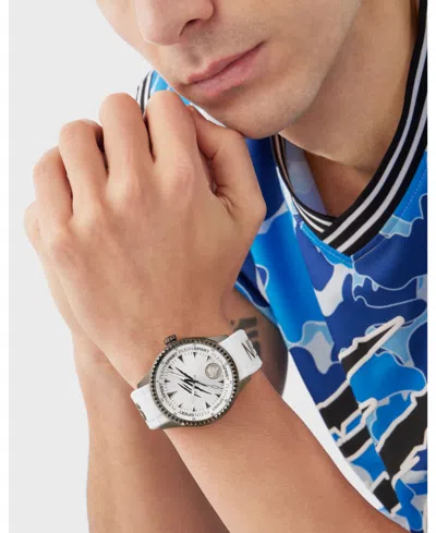 Plein Sport Mens Lineman 3 Hand Quartz White Silicone Strap 45mm In Multi