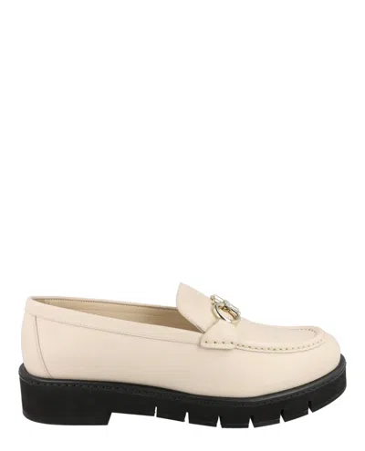 Ferragamo Rolo Lug Loafers With Gancini Clamp In Neutral