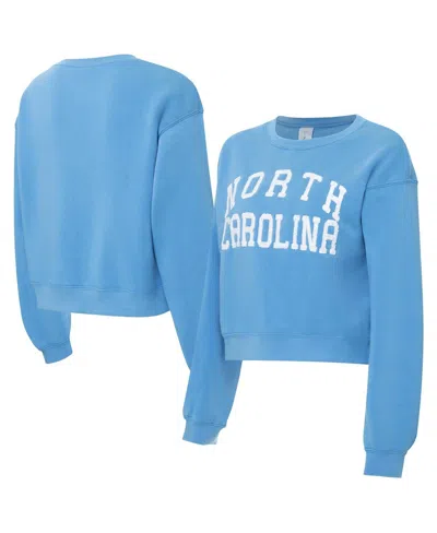 Zoozatz Women's Carolina Blue North Carolina Tar Heels Chenille Cropped Sweatshirt In Blue