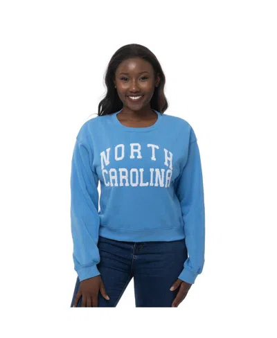 Zoozatz Women's Carolina Blue North Carolina Tar Heels Chenille Cropped Sweatshirt In Blue