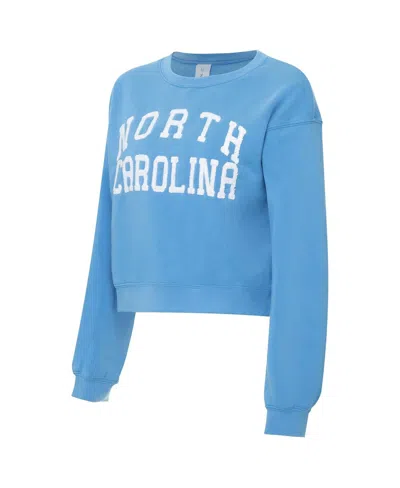 Zoozatz Women's Carolina Blue North Carolina Tar Heels Chenille Cropped Sweatshirt In Blue