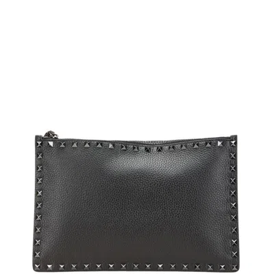 Pre-owned Valentino Garavani Leather Clutch Bag () In Black