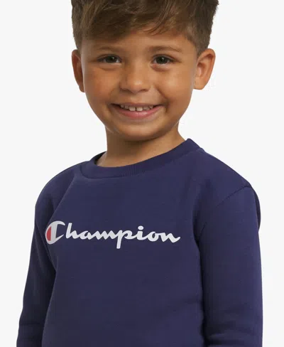 Champion Boys Toddler 2t-4t Crewneck T-shirt And Pants, 2-piece Set In Blue