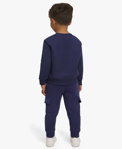 Champion Boys Toddler 2t-4t Crewneck T-shirt And Pants, 2-piece Set In Blue