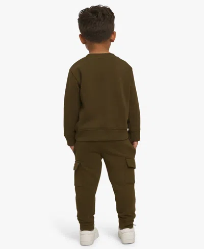 Champion Boys Toddler 2t-4t Crewneck T-shirt And Pants, 2-piece Set In Brown