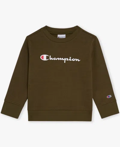 Champion Boys Toddler 2t-4t Crewneck T-shirt And Pants, 2-piece Set In Brown