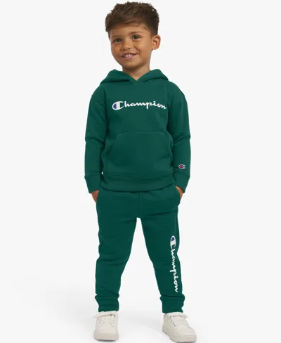 Champion Boys Toddler 2t-4t Long-sleeve Hoodie And Pants, 2-piece Set In Green