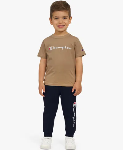 Champion Boys Toddler 2t-4t Long-sleeve Hoodie And Pants, 2-piece Set In Black