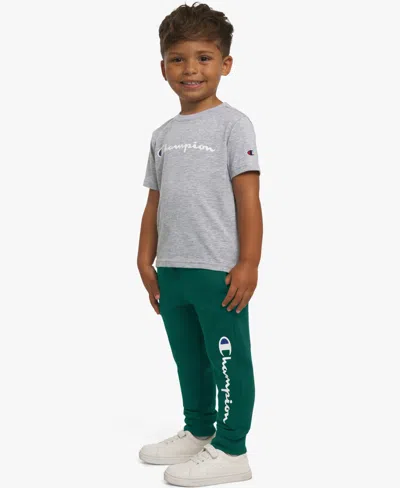 Champion Boys Toddler 2t-4t Long-sleeve Hoodie And Pants, 2-piece Set In Green