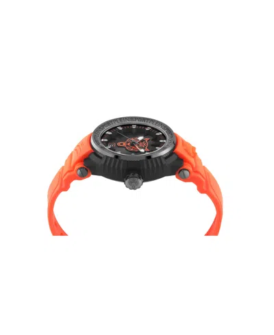 Plein Sport Mens Tiger Power 3 Hand Date Quartz Orange Silicone Strap 45mm In Orange