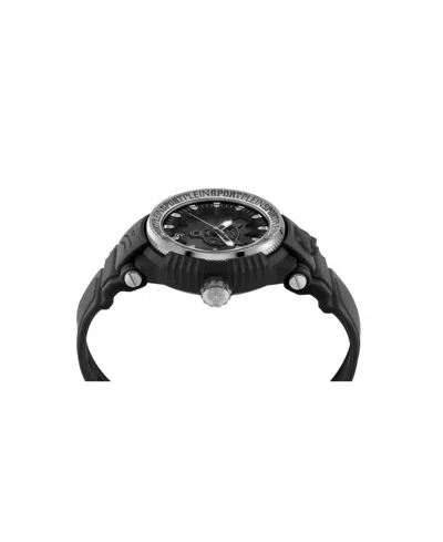 Plein Sport Mens Tiger Power 3 Hand Date Quartz Black Silicone Strap 45mm In Black