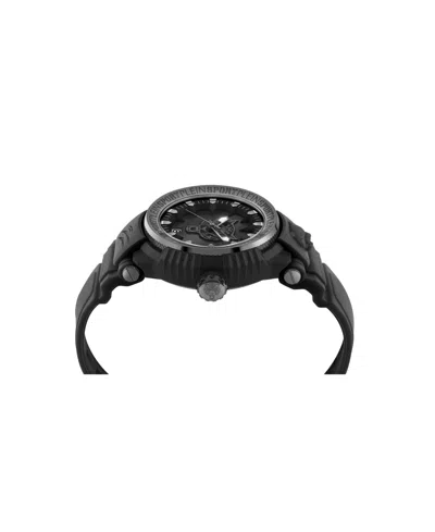 Plein Sport Mens Tiger Power 3 Hand Date Quartz Black Silicone Strap 45mm In Black