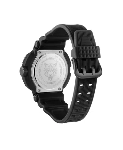 Plein Sport Mens Tiger Power 3 Hand Date Quartz Black Silicone Strap 45mm In Black