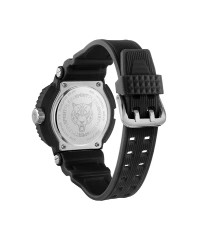 Plein Sport Mens Tiger Power 3 Hand Date Quartz Black Silicone Strap 45mm In Black