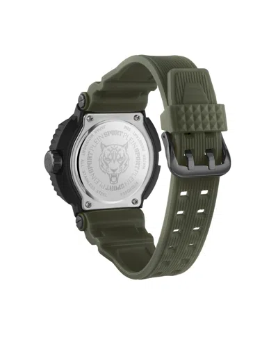 Plein Sport Mens Tiger Power 3 Hand Date Quartz Green Silicone Strap 45mm In Green