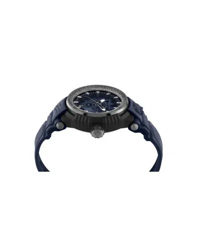 Plein Sport Mens Tiger Power 3 Hand Date Quartz Blue Silicone Strap 45mm In Blue
