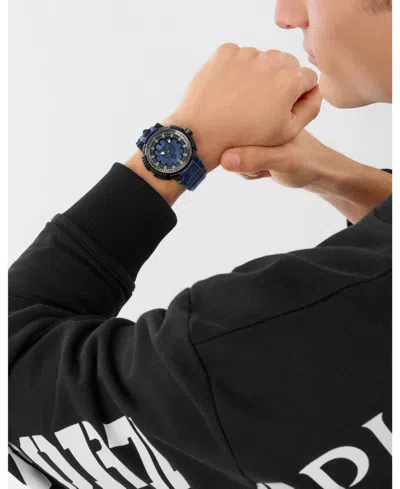 Plein Sport Mens Tiger Power 3 Hand Date Quartz Blue Silicone Strap 45mm In Blue
