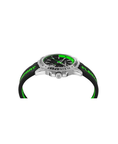Plein Sport Mens Rampage 3 Hand Date Quartz Black Silicone Strap 44mm In Multi