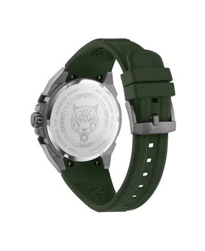 Plein Sport Mens Urban Pulse 3 Hand Date Quartz Green Silicone Strap 47mm In Green