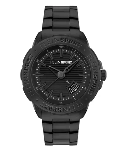 Plein Sport Mens Rampage 3 Hand Date Quartz Ip Black Bracelet 44mm In Black