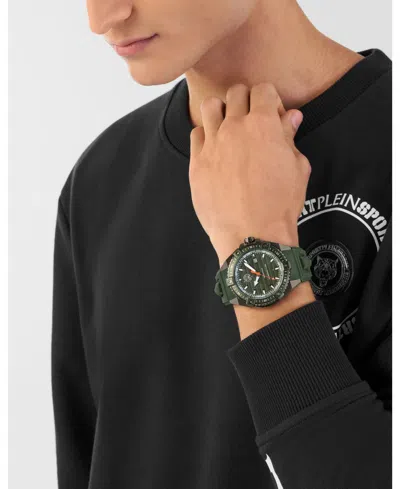 Plein Sport Mens Urban Pulse 3 Hand Date Quartz Green Silicone Strap 47mm In Green
