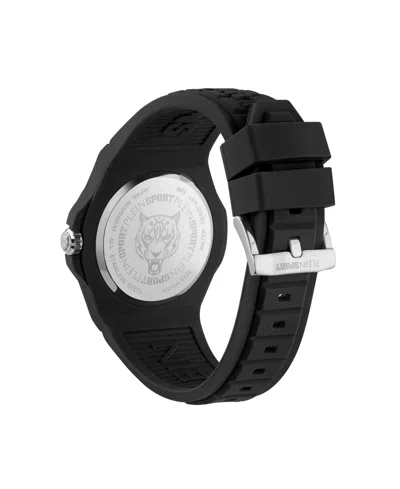 Plein Sport Mens New Fearless 3 Hand Date Quartz Black Silicone Strap 46mm In Black