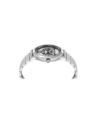 Plein Sport Mens Iron Tiger 3 Hand Quartz Stainless Steel Bracelet 44mm In Silver