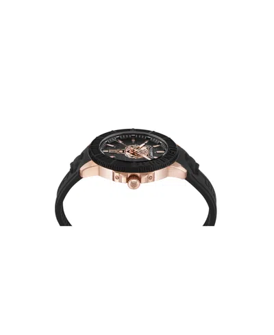 Plein Sport Mens City Rush 3 Hand Date Quartz Black Silicone Strap 45mm In Black