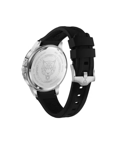 Plein Sport Mens City Rush 3 Hand Date Quartz Black Silicone Strap 45mm In Black