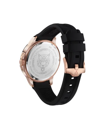 Plein Sport Mens City Rush 3 Hand Date Quartz Black Silicone Strap 45mm In Black
