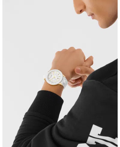 Plein Sport Mens City Rush 3 Hand Date Quartz White Silicone Strap 45mm In Multi